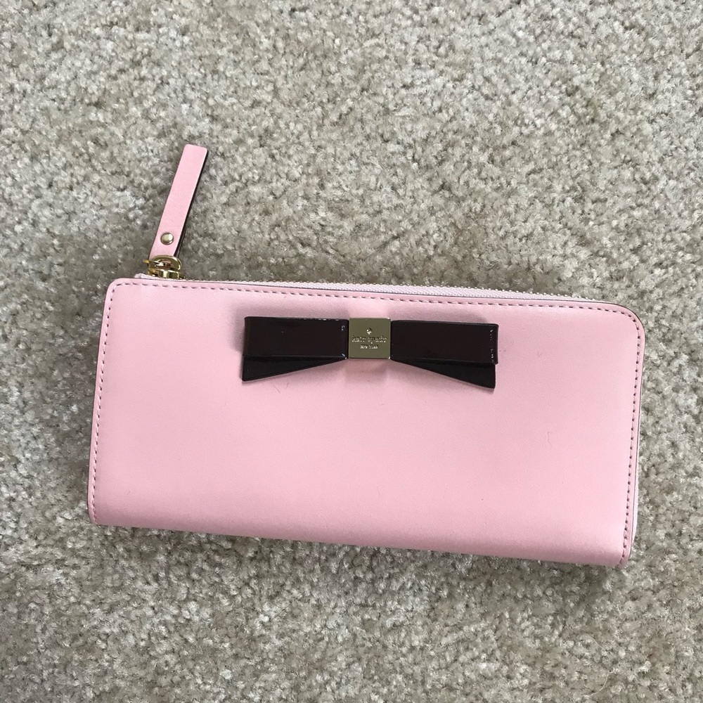 Kate spade pink bow leather wallet NWT